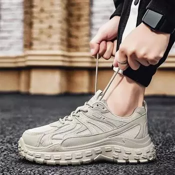 Men s Casual Shoes Sneakers Casual Sport Fashion Breathable Walking Mesh Thick-Soled Shoes Gym Zapatillas Hombre Black Size 45 39 бежевый