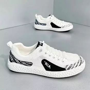 Men s Casual Sneakers Running Shoes Mesh Breathable Sole Wear-Resistant Non-Slip Stock Male Flat Sport Tennis Running Shoes 39 белый