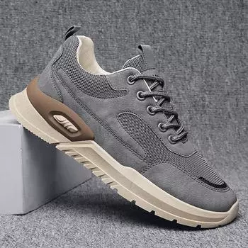 Men s Casual Sneakers Shoes Spring Summer Running Shoes Breathable Sports Shoes Fashion Suede Platform Tenis Masculino 24.5cm чёрный