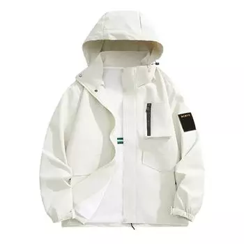 Men s Casual Sports Jacket Waterproof Lightweight Hooded Hiking Golf Raincoats With Pockets L белый