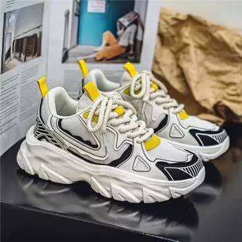 Men s casual sports shoes breathable soft sole four seasons new outdoor running shoes student thick soled height increasing shoe 39