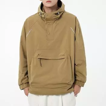 Мужские повседневные американские куртки с капюшоном на весну и осень, модные уличные модели, красивые однотонные цвета, свободная и универсальная мужская одежда. M