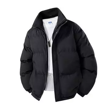 Мужское повседневное зимнее толстое хлопковое пальто с воротником-стойкой, мужская и женская теплая куртка с воротником-стойкой XXXL чёрный