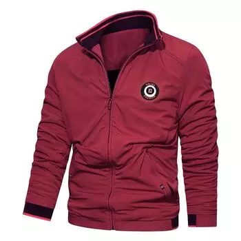 Men s Casual Stand-Up Jacket Winter Fleece Thickened Top Slim Jacket Men s Clothing XL красный