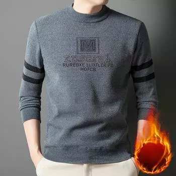 Men s Casual Striped Chenille Sweater with Ribbed Knit, Long Sleeve, Polyester, Round Neck, Regular Fit, No Belt, for Fall/Winter M