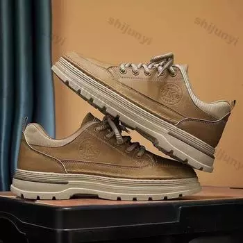 Men s Casual Wear-resistant Boots Man Autumn Winter Outdoor Casual Thick Bottom Lace-up Working Shoes Men Fashion Anti-Slip Boot 39 армия зеленый