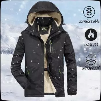 Men s Casual Winter Long Sleeve Hooded Zipper Fleece Outdoor Jacket XXL