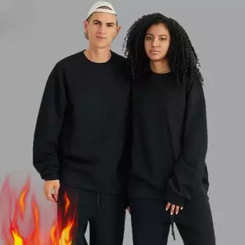 Men S Clothing | 4 Autumn And Winter Fleece Brushed Warm Crew Neck Sweater Bottom Shirt Couple Loose Trend Brand S белый