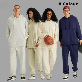 Мужская одежда | 4 Весна и осень свободный чистый хлопок махровый 330G Guochao Brand большой размер свитер с капюшоном мужской S темно-синий