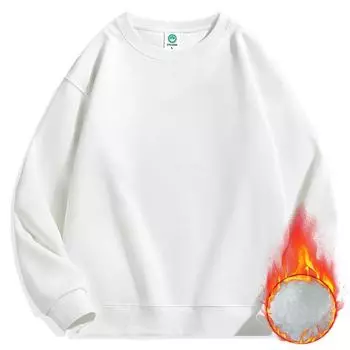 Men s Clothing | Autumn and Winter Heavy White Fleece Crew Neck Solid Color Sweater Men s Loose Men s Sweater M белый