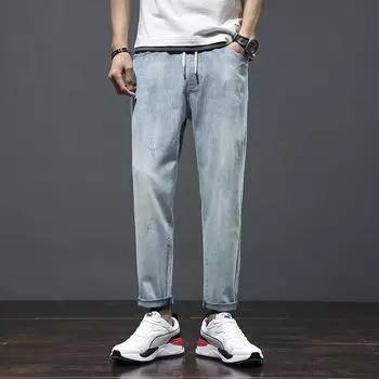 Men s Clothing, Tied Up Jeans, Men s Light Colored Stretch Korean Version 28