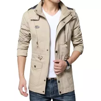 Мужское пальто осень-зима новый стиль чистый хлопок стираная рабочая одежда с капюшоном популярная куртка ветровка для мужчин M