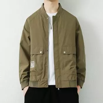 Мужское пальто осень новый повседневный модный тонкий топ мужская молодежная простая верхняя одежда куртка с воротником-стойкой мужская одежда M