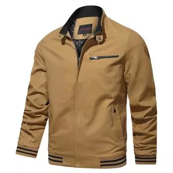 Men s Coat Trendy Slim Stand Collar Korean Style Fashionable Young and Middle-aged Versatile Casual Windbreaker Jacket M