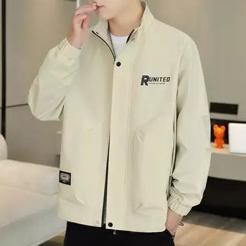 Men s Coats Spring and Autumn Casual Versatile Youth Stand-up Collar Jackets Men s Mature and Handsome Coat Tops L