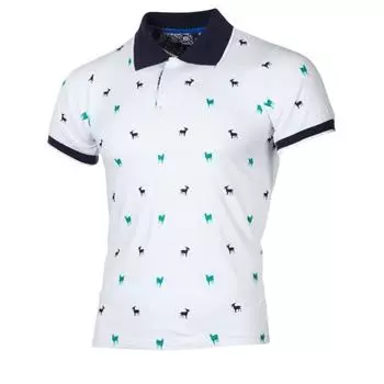 Men s Collar T-shirt Trendy Print European Plus Size T-shirt Short Sleeved T-shirt S белый