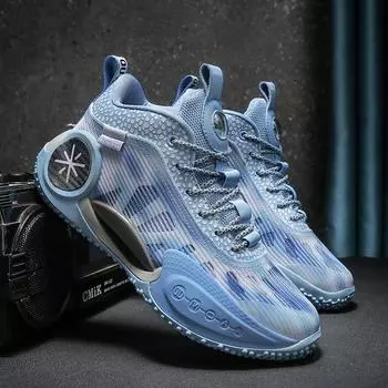 Men s Comfortable Breathable Padded Non-Slip Women New Outdoor Fitness Sports Fashion Couple Running Shoes Cool Basketball Shoe 36 синий