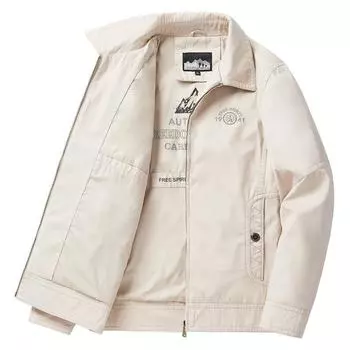 Мужская хлопковая куртка большого размера, свободный наряд для папы, куртка для людей среднего и пожилого возраста, повседневный топ Independent Station M хаки