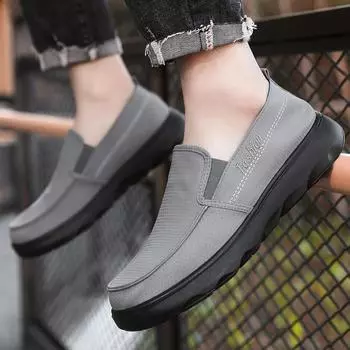Men s cotton shoes new large size ******* cloth shoes ****** summer autumn men s shoes s**t sole dad casual shoes 39 чёрный