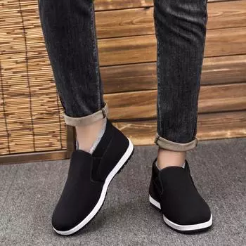 Men s cotton shoes winter new velvet thickened high-top warm old Beijing middle-aged and elderly father shoes one pedal men s shoes 38