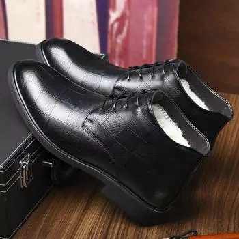 Men s cotton shoes winter velvet warm business dress cotton leather shoes men s shoes British high-top leather shoes men s 38