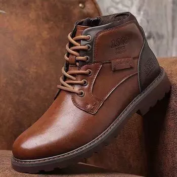Men s Cross-Border Martin Boots: Casual Zipper High-Top Desert Work Boots, Large Size, Retro Style for Autumn and Winter. 42