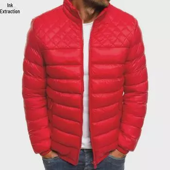 Men s Cross-Border Winter Cotton Stand-Up Collar Jacket M чёрный