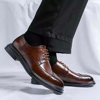 Men s Derby Shoes Fashionable and trendy men Leisure business dressing style Wedding party outdoor stroll oversized shoes 38 чёрный