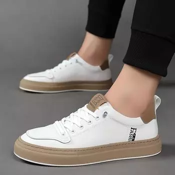 Men s dermis Casual Leather Shoes Non-Slip Wear-Resistant Sports Shoes Fashion high-quality Comfortable Flat Slip-On Casual 38 коричневый