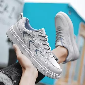 Men S Design Thick Sole Skateboard Shoes Summer Men S New Outdoor Sports Shoes Non -Slip Wear -Resistant Height Increasing Shoes 44 серый