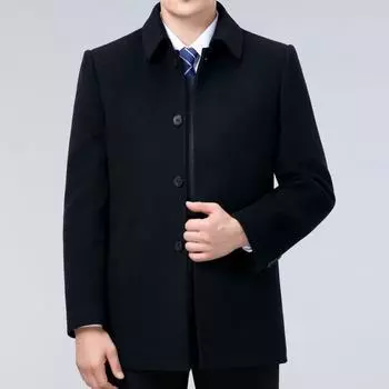 Men s double-sided cashmere coat business casual dad wear removable liner jacket middle-aged and elderly non-iron winter tops 170