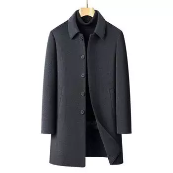 Мужское двухстороннее шерстяное кашемировое пальто, зимняя куртка со съемными лацканами для папы среднего возраста, длинное шерстяное шерстяное пальто 165