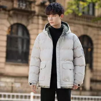 Men s Down Cotton Jacket, Winter New Thickened Warm Cotton Jacket, Winter Coat XL светло-синий