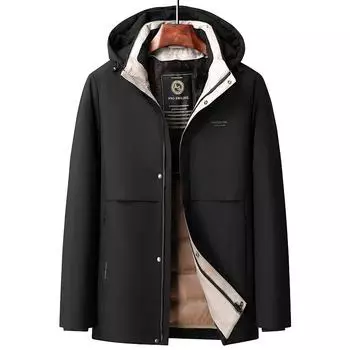 Мужская пуховая куртка с утолщенным воротником-стойкой, новая модная утолщенная теплая куртка средней длины из гусиного пуха Bajia Velvet M