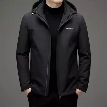 Men s Down Jacket Winter New Lightweight Down Jacket Men s Short Removable Hood Young and Middle-aged Men s Jacket M