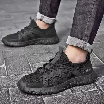 Men s Driving Shoes Spring Summer Comfortr Breathable Mesh Casual Shoes Lightweight Outdoor Shoes Senior Work Footwear Men Shoes 38 чёрный