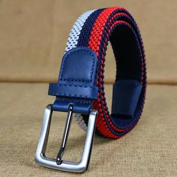 Men S Elastic Belt, Men S And Women S Pin Buckle Elastic Trendy Belt, Canvas Woven Belt, Casual.