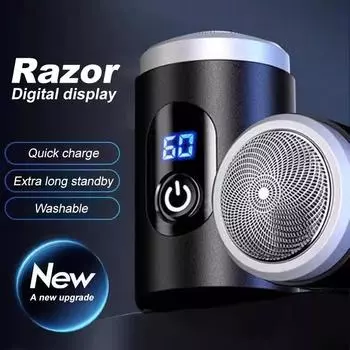 Men s electric shaver is easy to disassemble and clean, and the LED power display can be carried easily and easily. чёрный