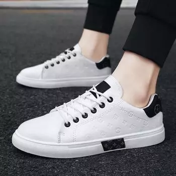 Men s European Style White Lace-Up Casual Low-Top Shoes 43