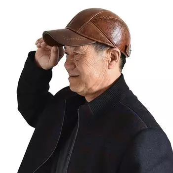 Men s Fall and Winter Literary Retro Warm Hat Middle-aged and Elderly Outdoor Ear Protection Baseball Cap 55-60
