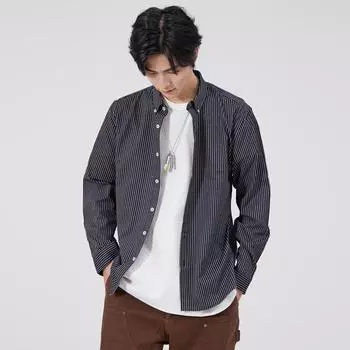 Men s Fall/Winter Grey Casual Striped Fit Youth Cotton Lapel Shirt Coat Shirt S белый