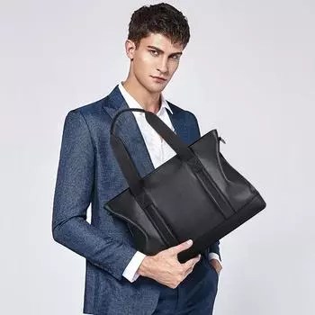Men s Fashion Briefcase Business Casual Genuine Leather Men s Bag Top Layer Cowhide Men s Bag Lightweight Men s Handbag чёрный