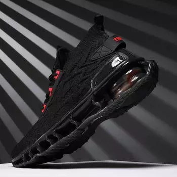 Men s fashion four-season breathable fly-woven sports shoes, teenagers wear lace-up solid color running casual shoes 39