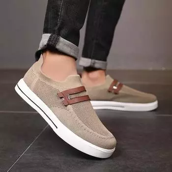 MEN S FASHION TREND breathable elastic knitted mesh outdoor casual running sneakers soft comfortable skateboard sports shoes 39 белый