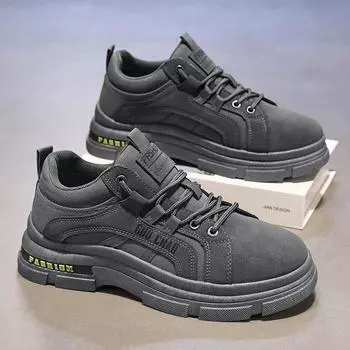 Men s Fashion Trend New for Martin Boots Thick Soled Anti-Slip and Wear-Resistant Work Shoes with Mesh Lining 40 чёрный
