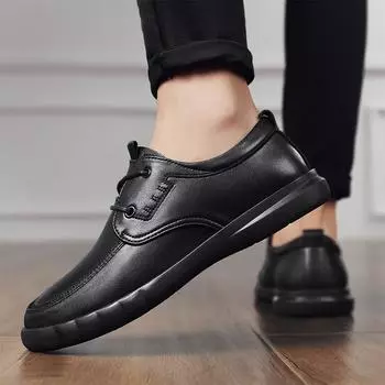 Мужские модные кожаные туфли Мужская британская повседневная обувь Свадебные туфли для вечеринок Британский стиль 38 чёрный