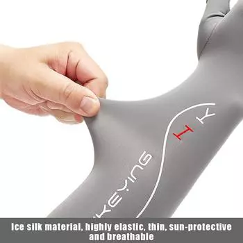 Мужские рыболовные солнцезащитные рукава, летние эластичные рукава Ice Silk с защитой от ультрафиолета, перчатки с полупальцами, перчатки для велоспорта на открытом воздухе серый