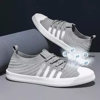 Men s flat baseplate shoes 2024 summer new fly-woven breathable low-top lace-up sports and leisure shoes men s shoes 39