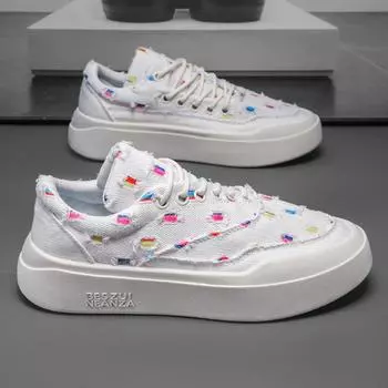 Men S Flat-Bottomed Work Casual Board Shoes On New Leather Surface Low-Top Elastic Band Foot Cover White Shoes Men S Shoes 39