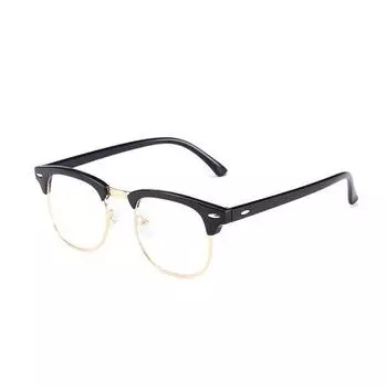 Men s Flat Glasses Retro Rice Nails Half-frame Anti-blue Glasses